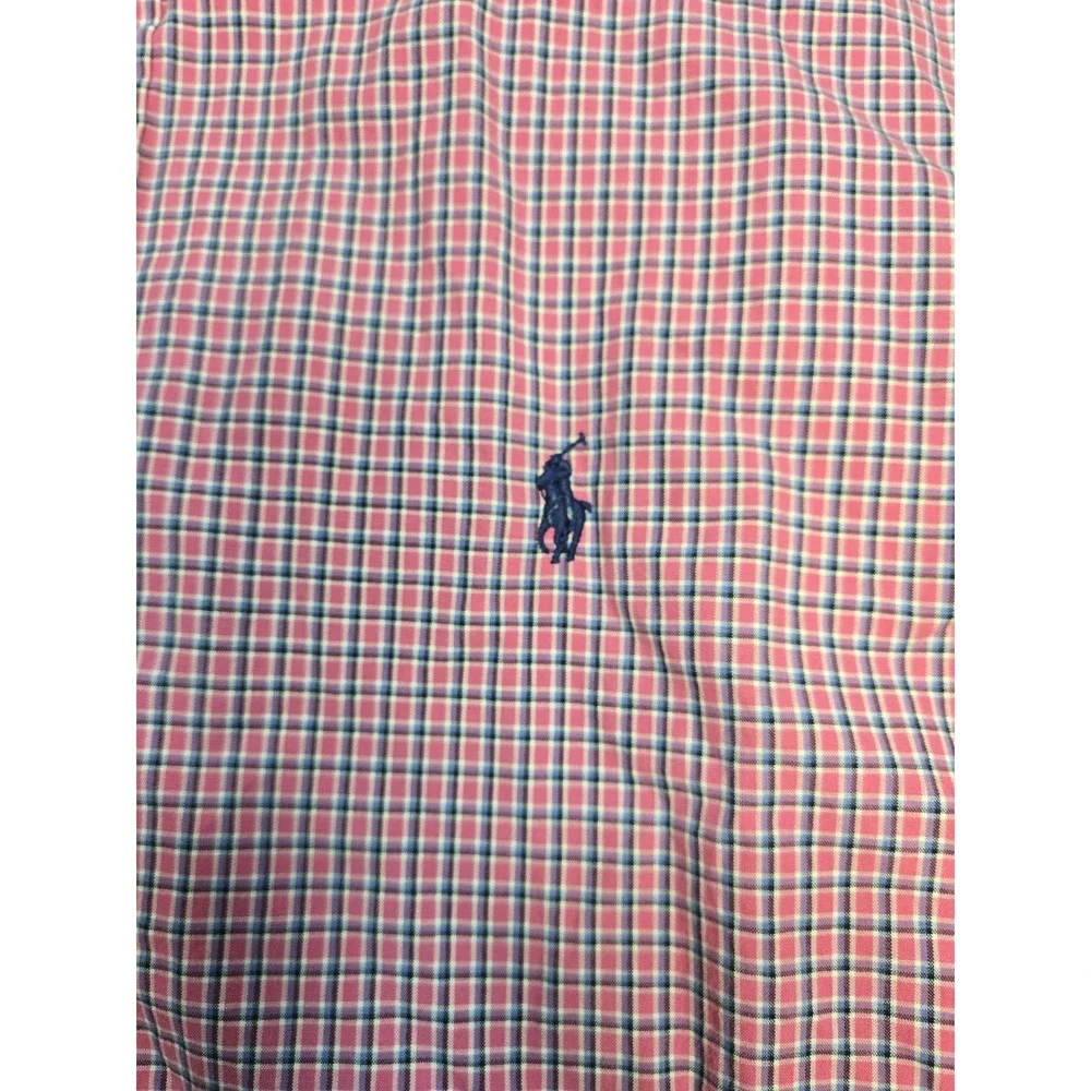 Polo Ralph Lauren Men Shirt Multi Plaid Custom Fit 17.5 Long Sleeve Button Down
